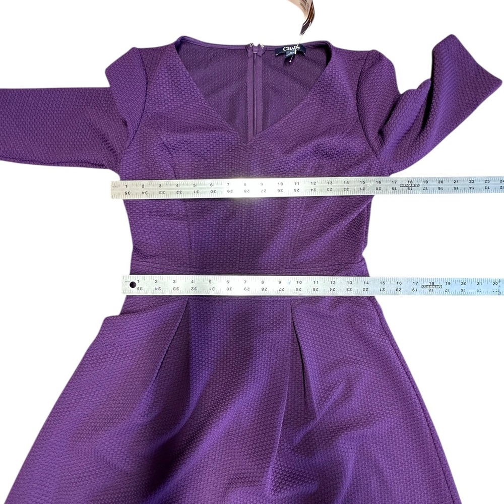 Chaps Women’s Purple Fit & Flare Textured 3/4 Sleeve V-Neck Party Dress Sz 6 NWT - Picture 11 of 11